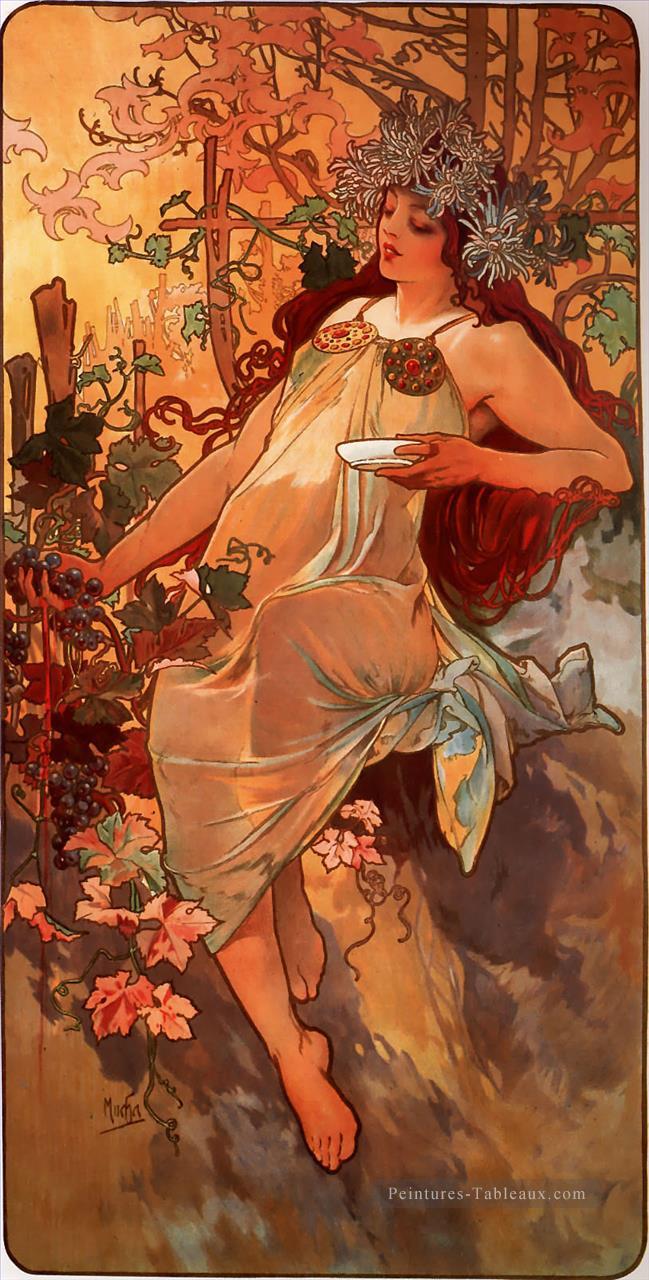 Automne 1896panel Art Nouveau tchèque Alphonse Mucha Peintures à l'huile
